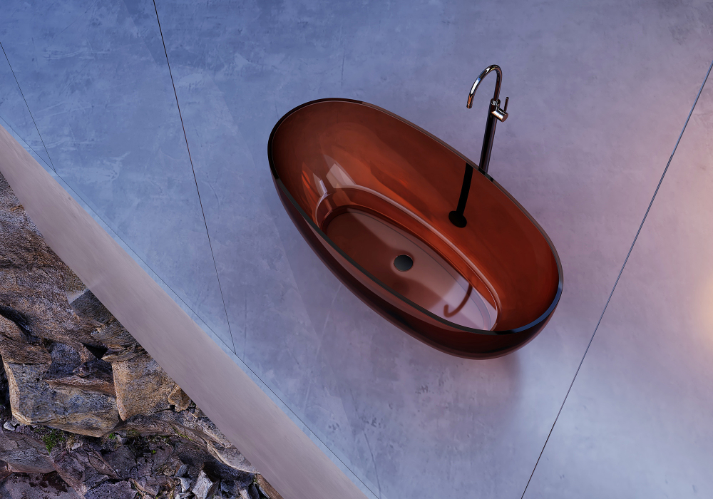 Прозрачная ванна ABBER Kristall AT9703Opal коричневая - Gidratop.ru изображение