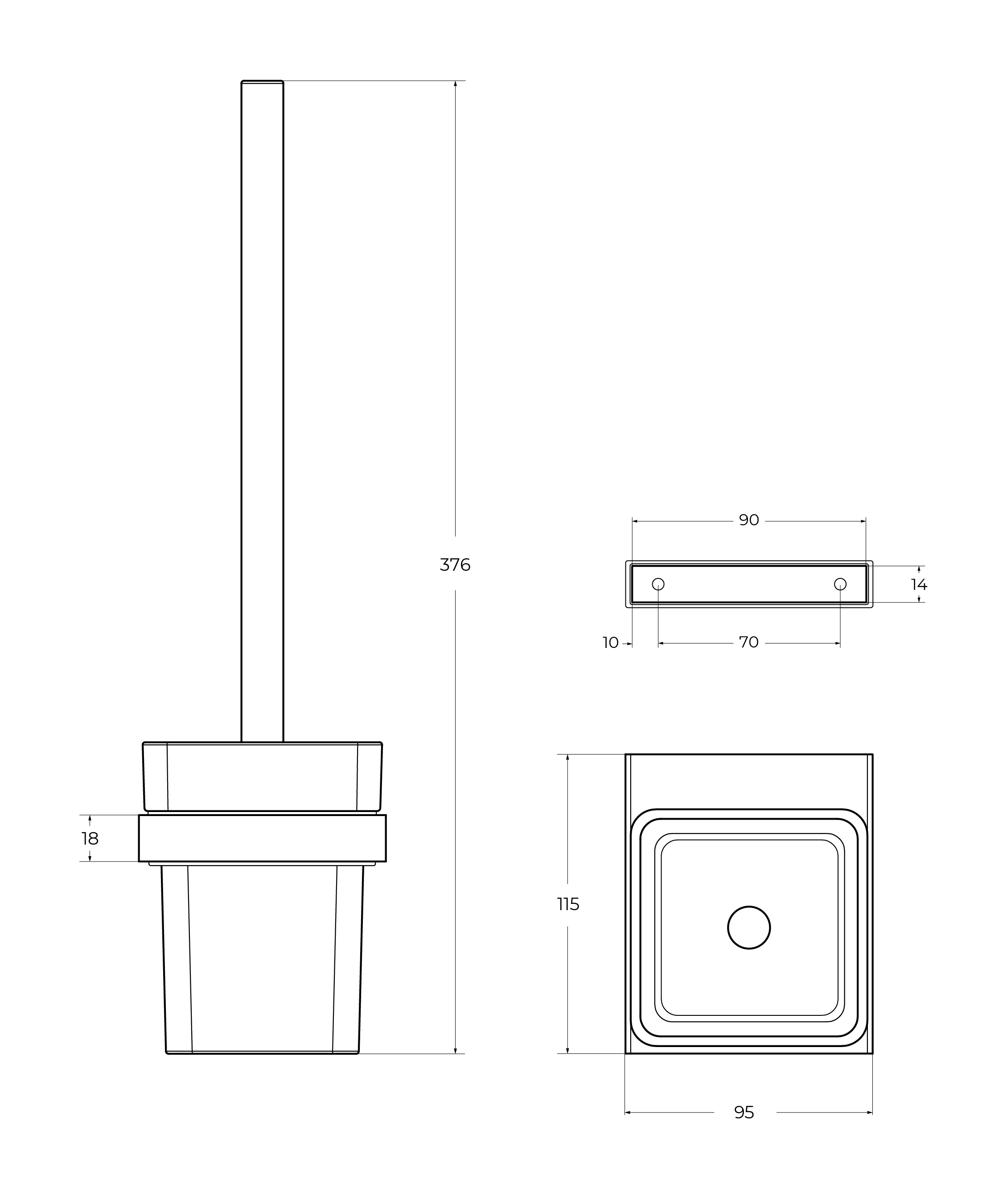 SLIDER-TBS-V-NOP Ёршик для унитаза, подвесной, стекло, исполнение черный матовый - Gidratop.ru изображение