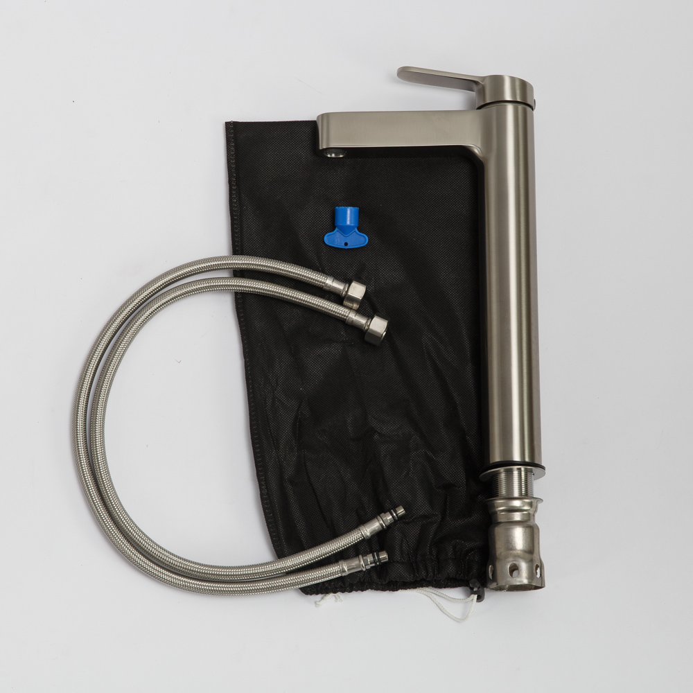 DELTA Смеситель для накладных раковин без донного клапана, нержавеющая сталь, исполнение сатин DEL-LMC-IN - Gidratop.ru изображение