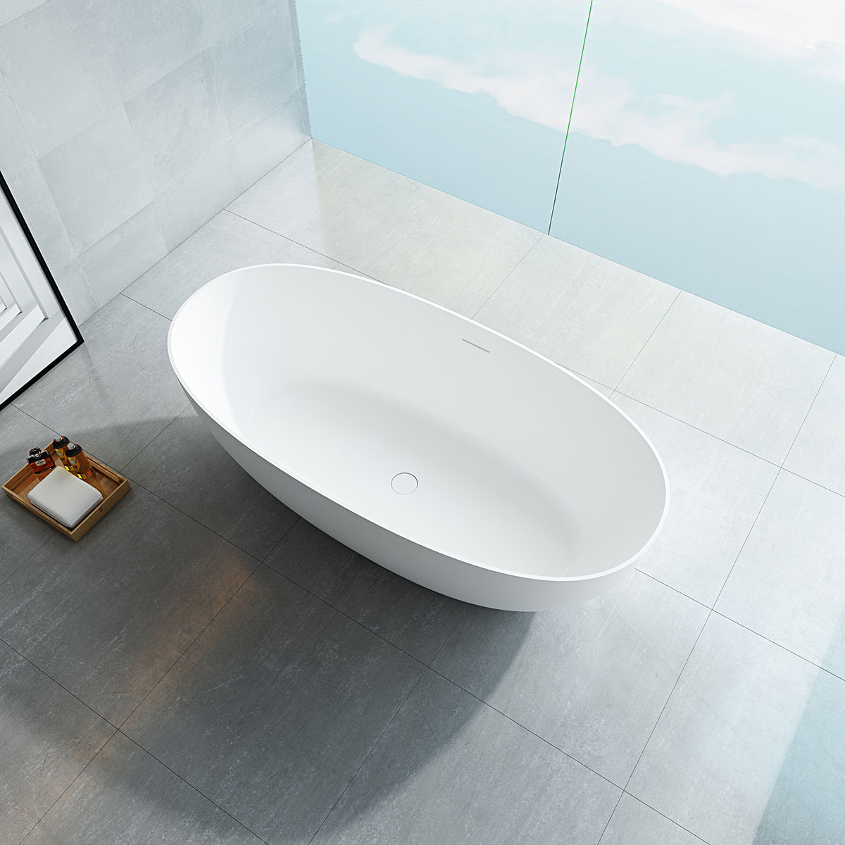 Ванна Solid Surface Vincea Vincea VBT-6S01MW, 1700*750*550, белый мат., слив-перелив в комплекте - Gidratop.ru изображение