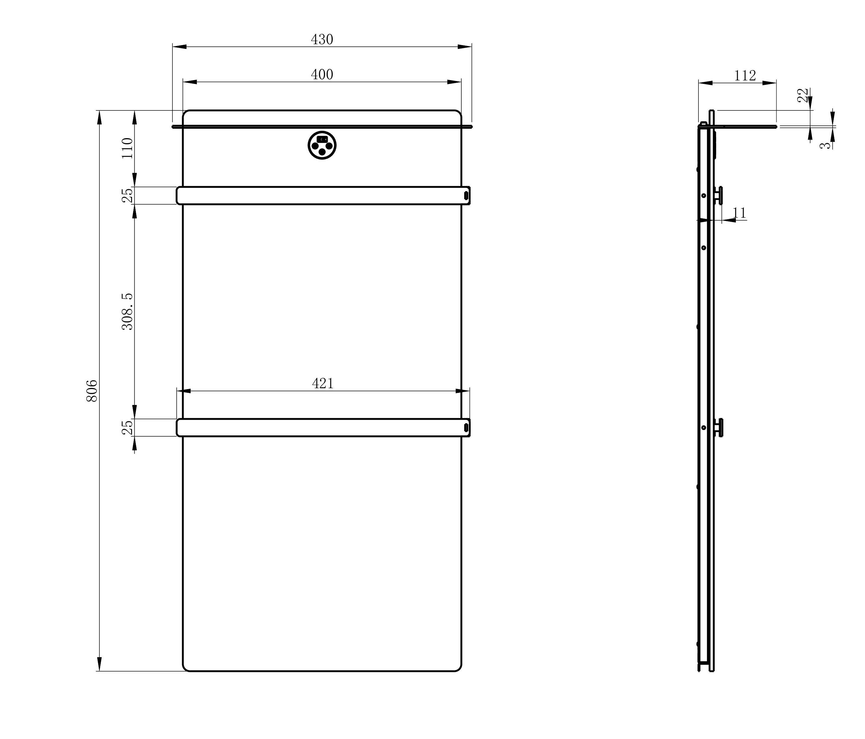 Полотенцесушитель электрический с каменной плитой Черный мрамор WONZON & WOGHAND STUTTGART, Брашированный никель (WW-A504-BR) - Gidratop.ru изображение