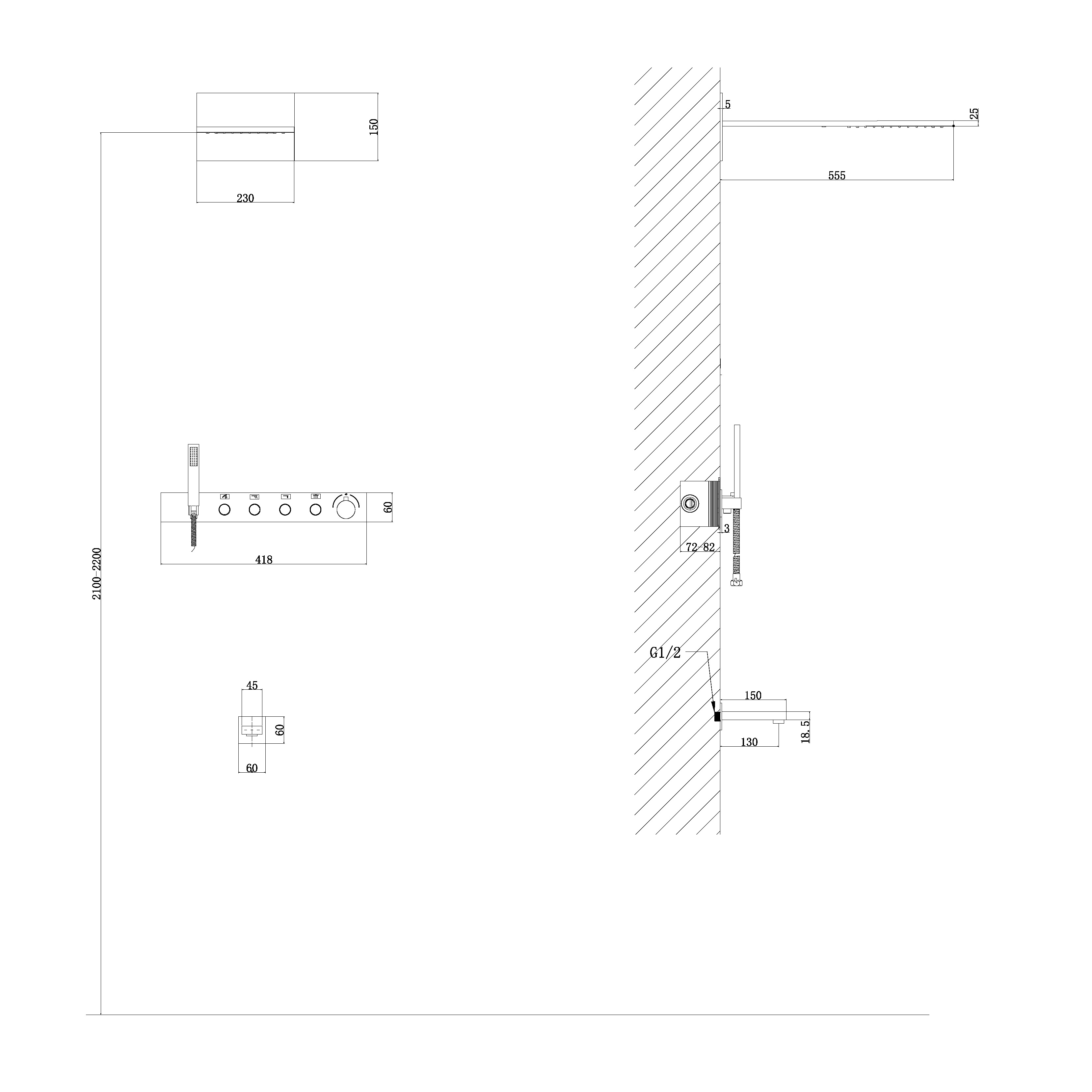 Душевая система ABBER Rund AF8753 скрытого монтажа с изливом, термостат, хром - Gidratop.ru изображение