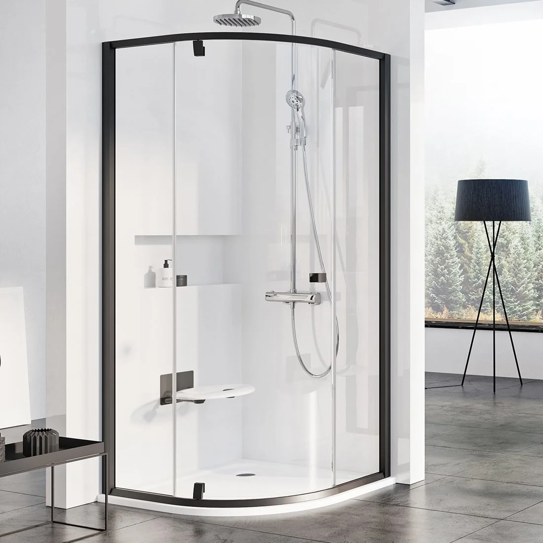 Душевой уголок Ravak Pivot PSKK3-90, 90 х 90 см, профиль черный, витраж транспарент, 37677300Z1 - Gidratop.ru изображение