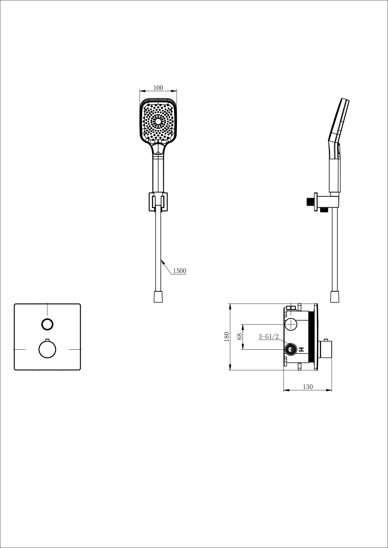 Смеситель для душа с термостатом встраиваемый WONZON & WOGHAND, Брашированное золото (WW-D1017-B-BG) - Gidratop.ru изображение