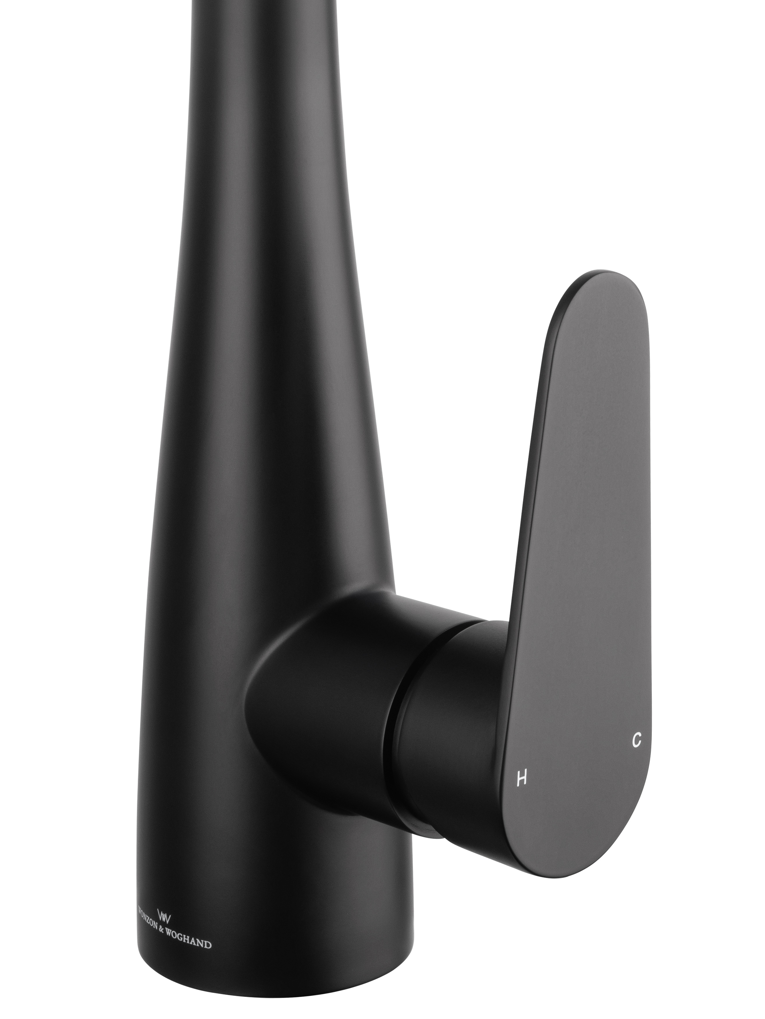 Смеситель для кухни с выдвижным изливом WONZON & WOGHAND, Черный матовый (WW-121E201B-MB) - Gidratop.ru изображение