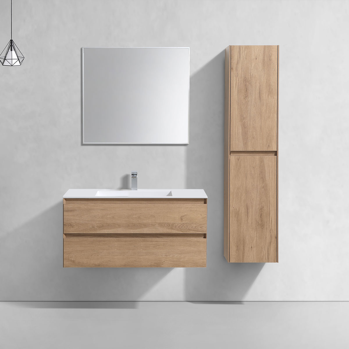База под раковину Luka 1000 подвесная, 2 выкатных ящика soft-close, N.Oak - Gidratop.ru изображение