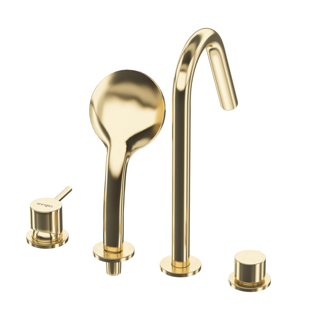 LEAF-BVDM4-L-SR смеситель на борт ванны врезной, на 4 отверстия, исполнение Sunrise - Gidratop.ru изображение