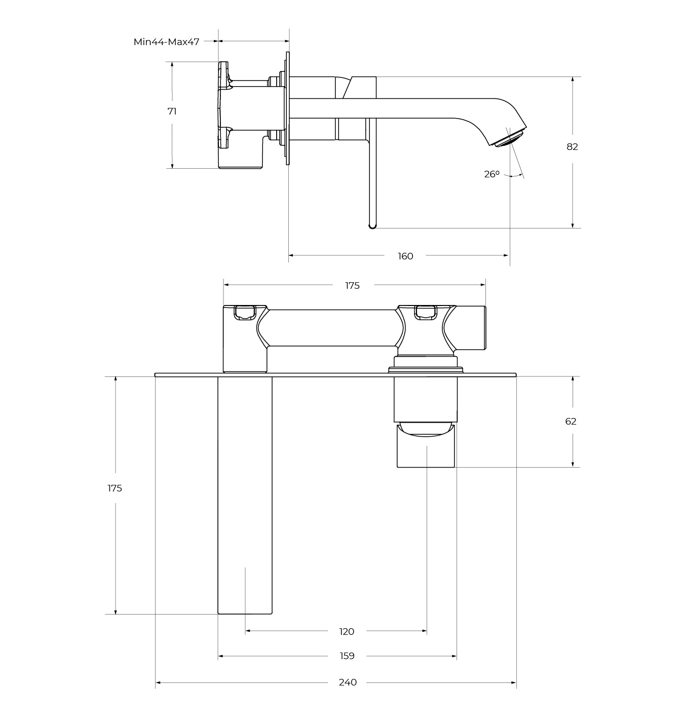 AURORA Смеситель для раковины встраиваемый с внутренней частью, без донного клапана, хром AURORA-BLVM-CRM-W0 - Gidratop.ru изображение