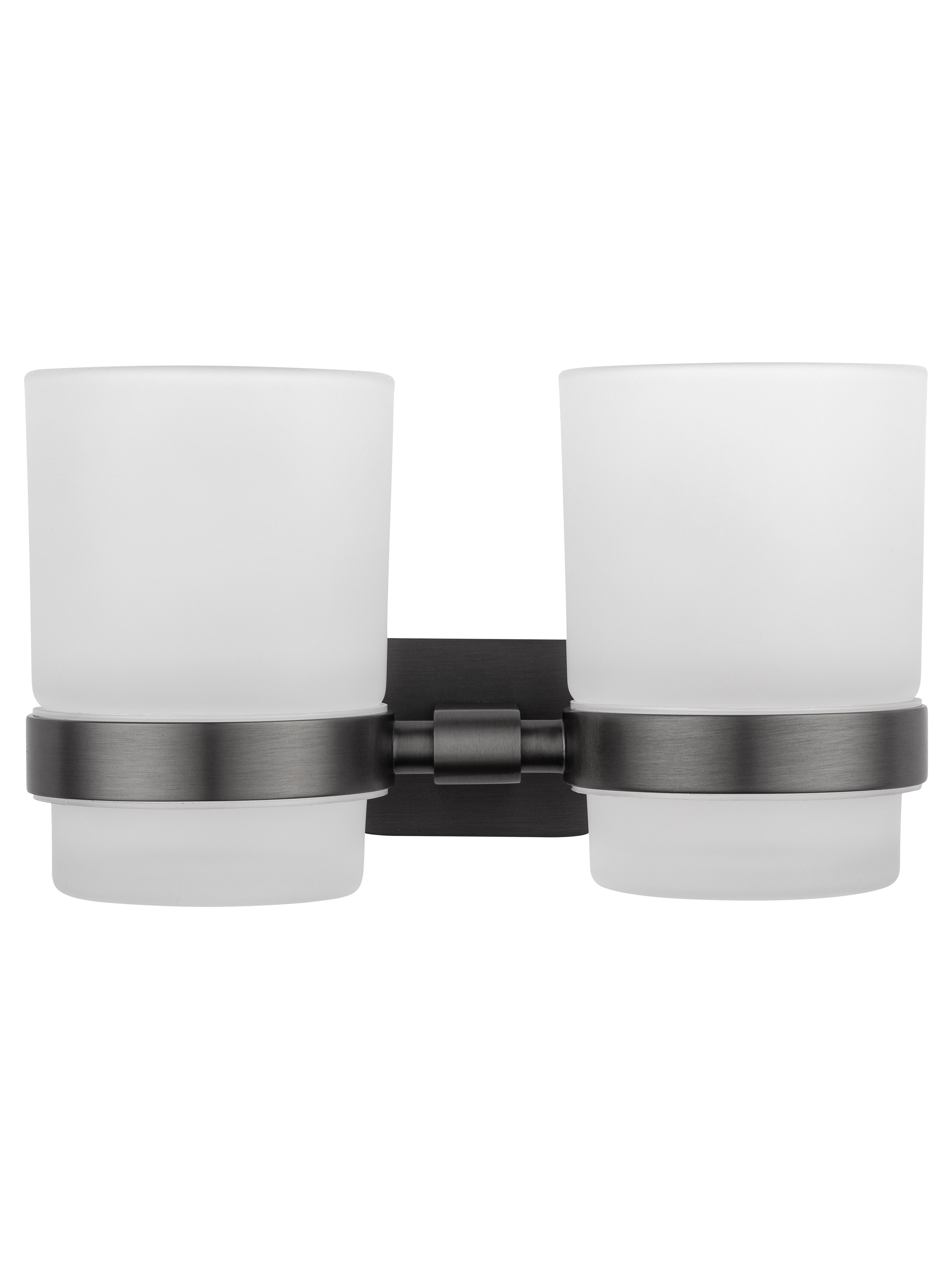 Два стакана для зубных щеток с держателем WONZON & WOGHAND GRAFFITY, Темный графит (WW-9328-GM) - Gidratop.ru изображение