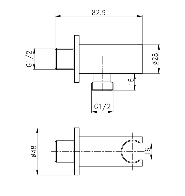 CZR-AI12-01 Штуцер с держателем ручного душа, хром - Gidratop.ru изображение
