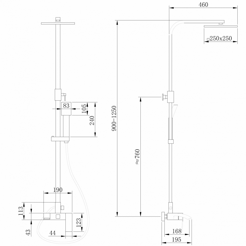 Душевая стойка ABBER Wasserfall AF8616G с изливом, золото матовое - Gidratop.ru изображение