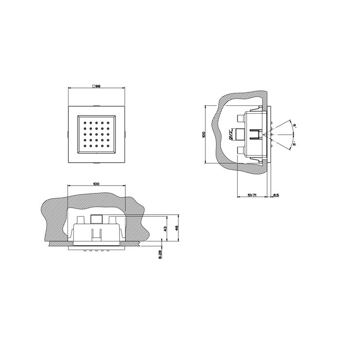 Gessi внешняя часть поворотной боковой встраиваемой форсунки, Black XL - Gidratop.ru изображение