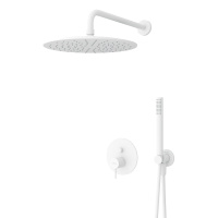 LEAF-DSIP-30-L-BIO Душевая система с дивиатором для верхнего и ручного душа, верхний душ из стены 30 см, исполнение Белый матовый - Gidratop.ru изображение