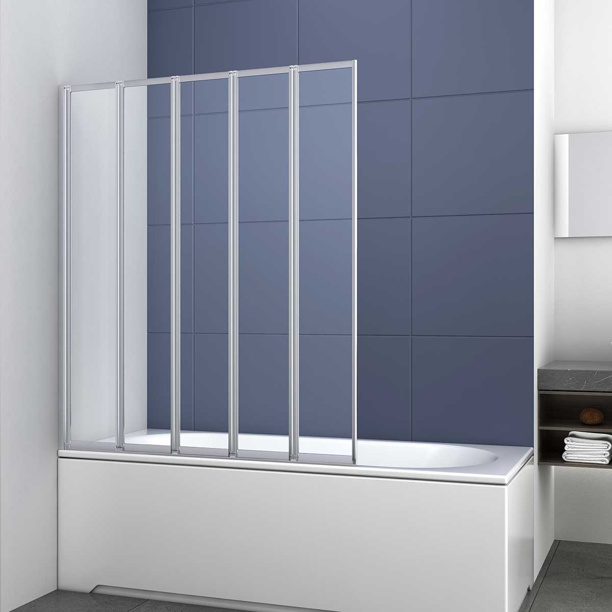 Душевая шторка на ванну VSB-32120CL, 1200*1400, хром, стекло прозрачное - Gidratop.ru изображение