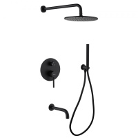 Душевая система ABBER Wasser Kreis AF8117B скрытого монтажа с изливом, черная матовая - Gidratop.ru изображение