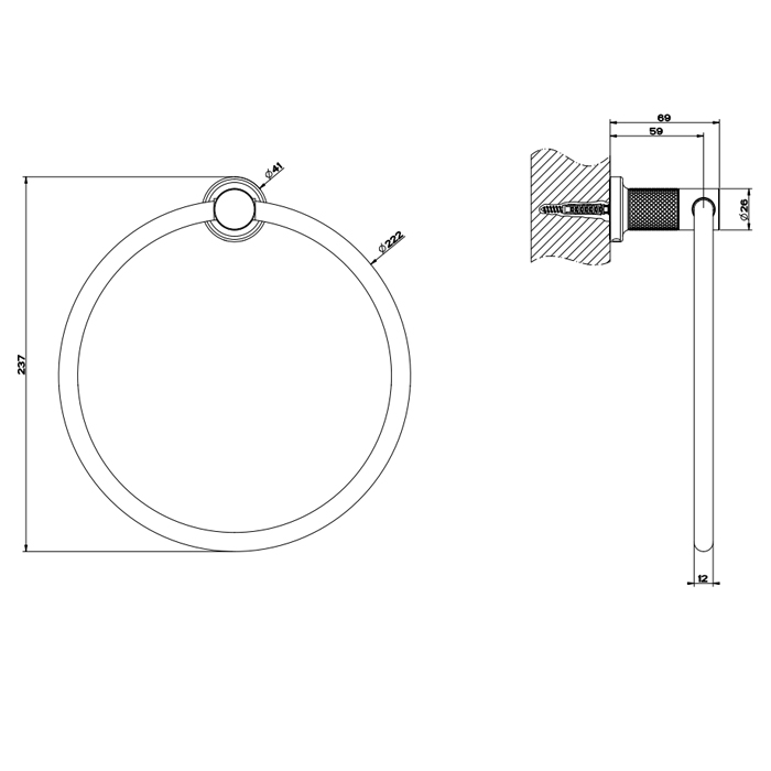 GESSI INCISO полотенцедержатель кольцевой, цвет: finox - Gidratop.ru изображение