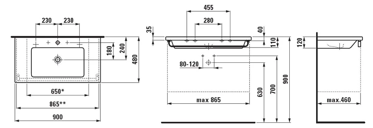 Раковина-столешница Laufen Living Square 8164330001041 (8.1643.3.000.104.1) - Gidratop.ru изображение