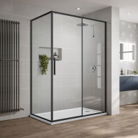 Душевой уголок Slim-U VSR-2SU9012CLB, 1200*900, м.черный, стекло прозрачное - Gidratop.ru изображение