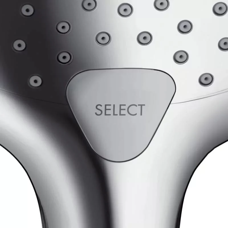 Ручной душ Hansgrohe Raindance Select E 150 3jet EcoSmart 9 л/мин, 26551400, 3 режима струи, хром/белый - Gidratop.ru изображение