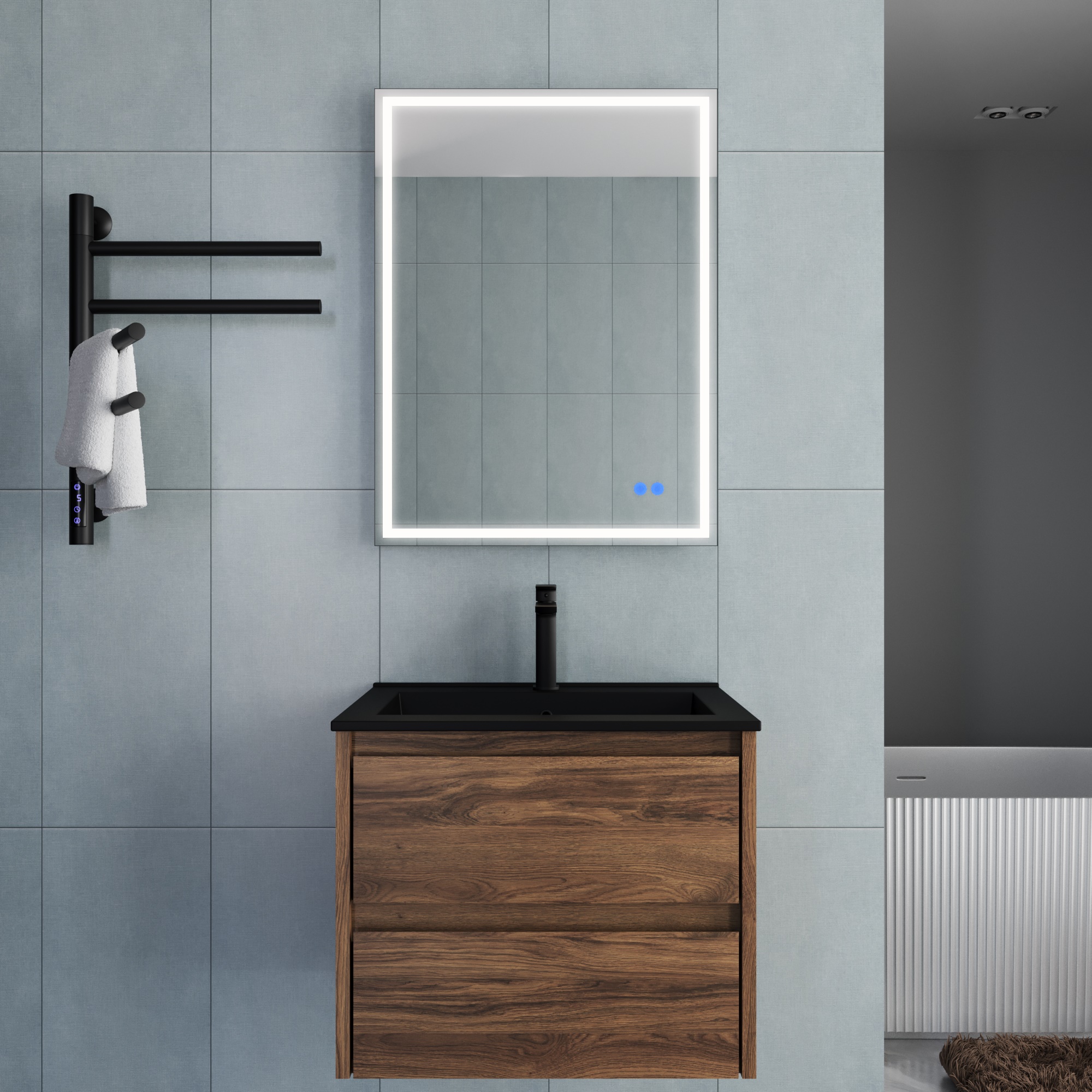 База под раковину Gio 600 подвесная, 2 выкатных ящика soft-close, C.Oak - Gidratop.ru изображение