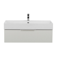 PREMIUM Тумба подвесная под раковину с выдвижным ящиком, 55421 Plisse Bianco opaco, 90x44x25