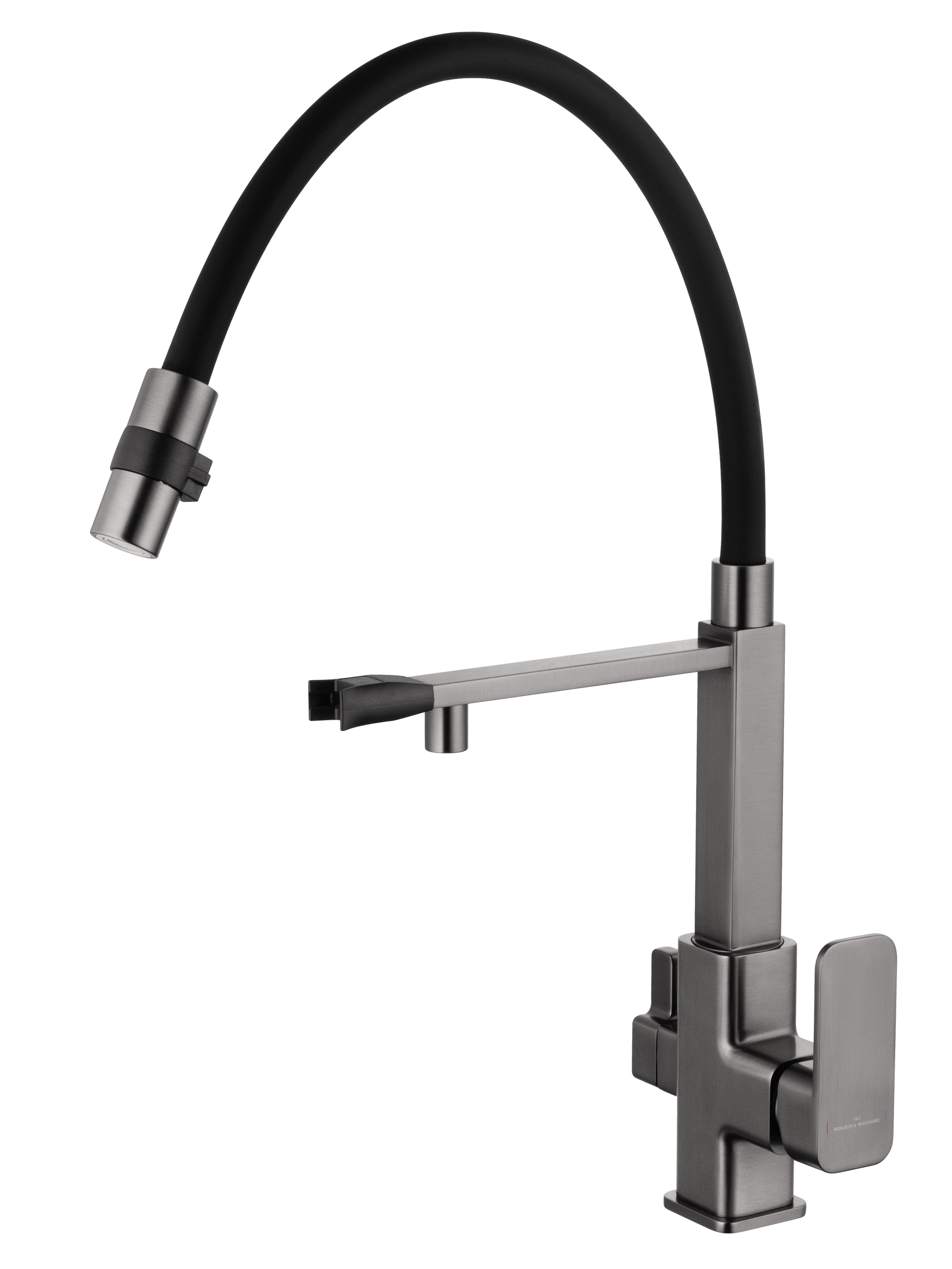 Смеситель для кухни с гибким изливом и подключением фильтра WONZON & WOGHAND, Темный графит (WW-88458012-BGM ) - Gidratop.ru изображение