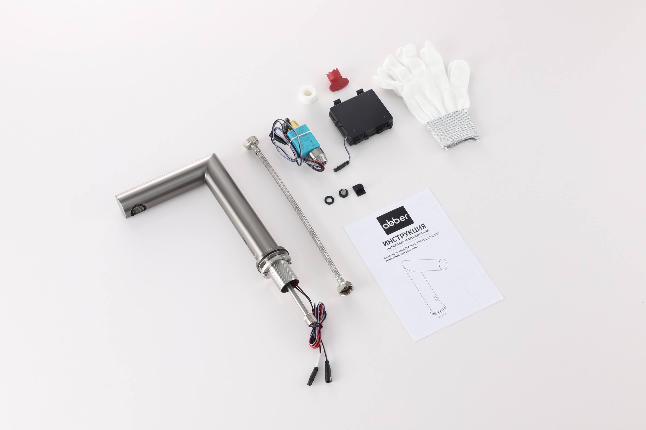 Смеситель ABBER Perfekte 316 AF8A101BGGS сенсорный для раковины, оружейная сталь брашированная - Gidratop.ru изображение