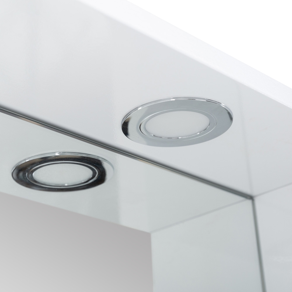 MARINO Шкаф зеркальный подвесной с одной распашной дверцей с доводчиками, LED 2x4W, правосторонний, Bianco Lucido, 800х150х750, MARINO-SPC-800/750-1A-BL-P-R - Gidratop.ru изображение
