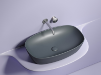 Умывальник чаша накладная овальная (цвет Темный Антрацит Матовый) Element 600x380x138мм