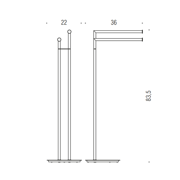 Colombo Mini Стойка напольная с двойным п/держателем, ерш H83,5*36cм D22cм, цвет: черный матовый - Gidratop.ru изображение
