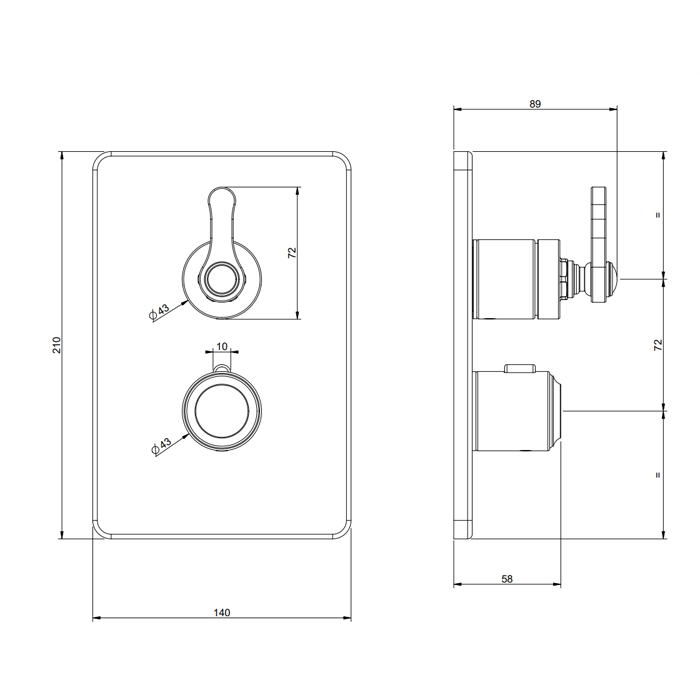 GESSI VENTI20 смеситель встраиваемый, термостатический, с запорным вентилем, внешняя часть, цвет хром - Gidratop.ru изображение