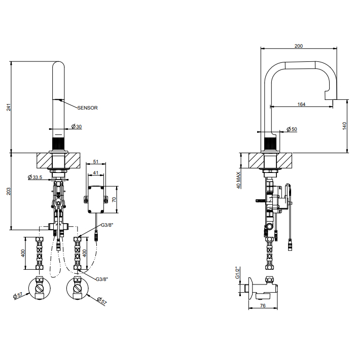 GESSI INCISO смеситель для раковины, электронный, с кран-фильтром для регулировки температуры и напора воды, высота излива 140 мм., цвет хром - Gidratop.ru изображение