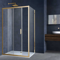 Душевой уголок Alpha VSR-3AL8013CLG, 1300*800, брашированное золото, стекло прозрачное - Gidratop.ru изображение