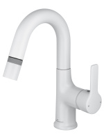 Смеситель для раковины с выдвижным изливом WONZON & WOGHAND, Белый матовый (WW-FE01L212-MW) - Gidratop.ru изображение