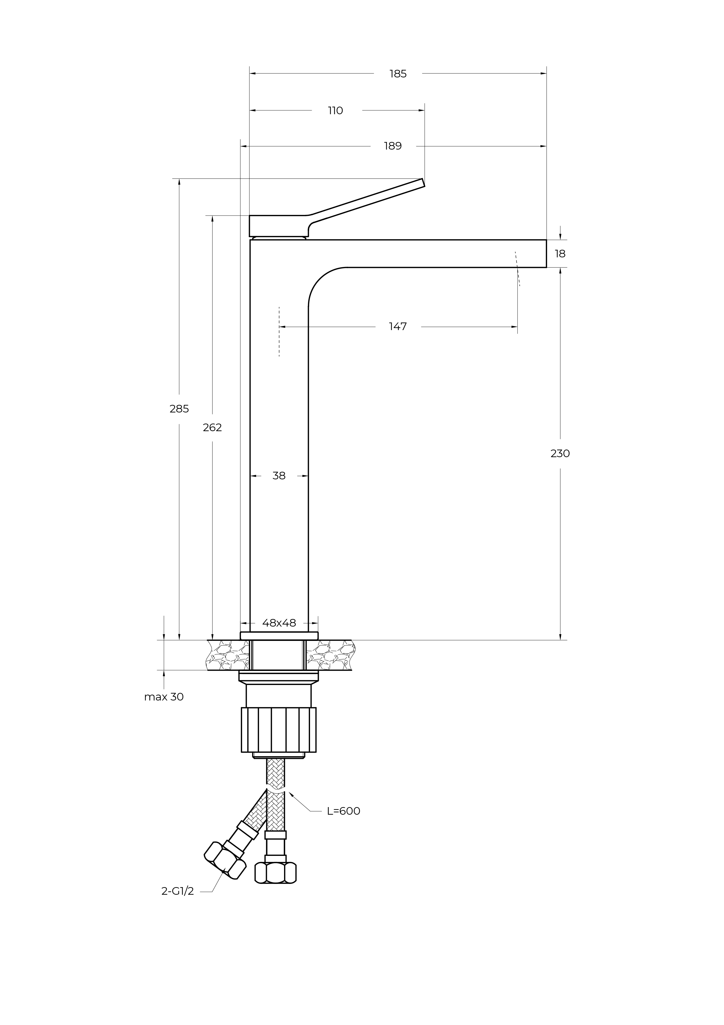 ALBANO Смеситель для накладной раковины без донного клапана, хром ALBANO-LMC-CRM-W0 - Gidratop.ru изображение