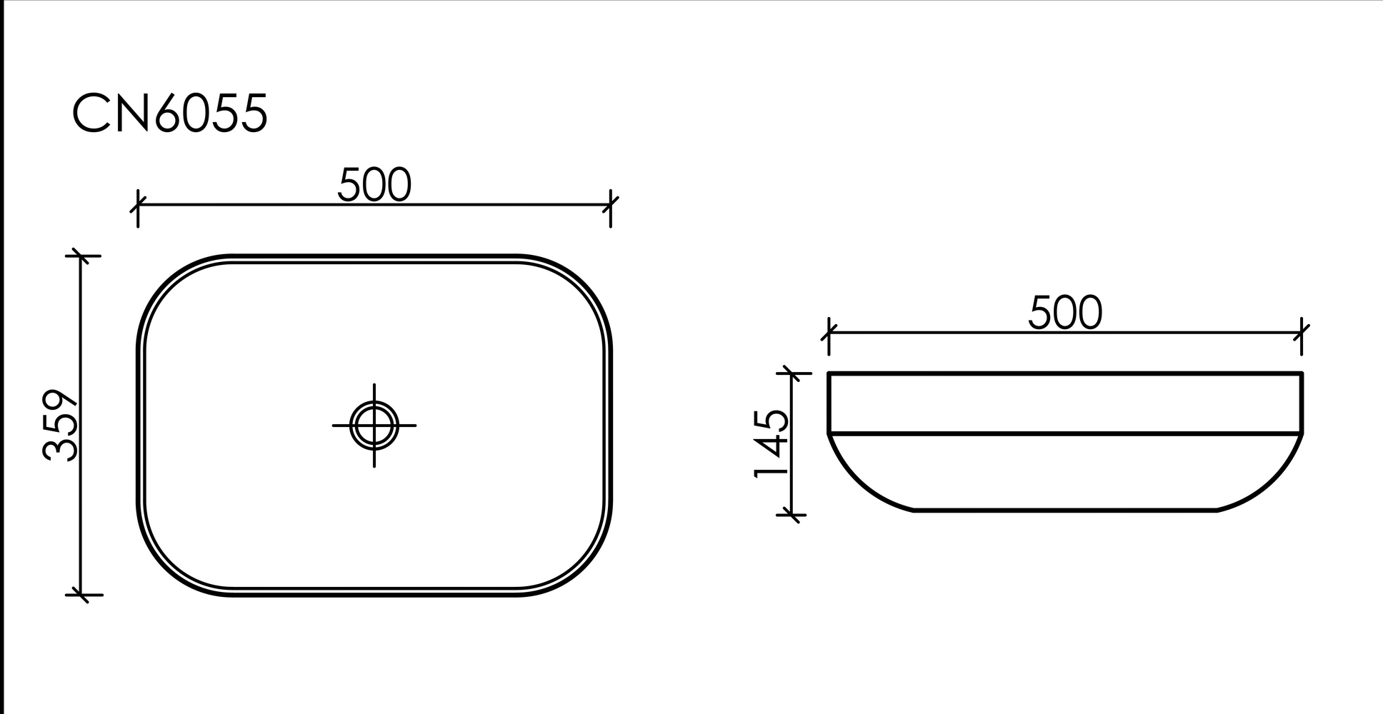 Умывальник чаша накладная прямоугольная (цвет Черный Матовый) Element 500x359x145мм - Gidratop.ru изображение