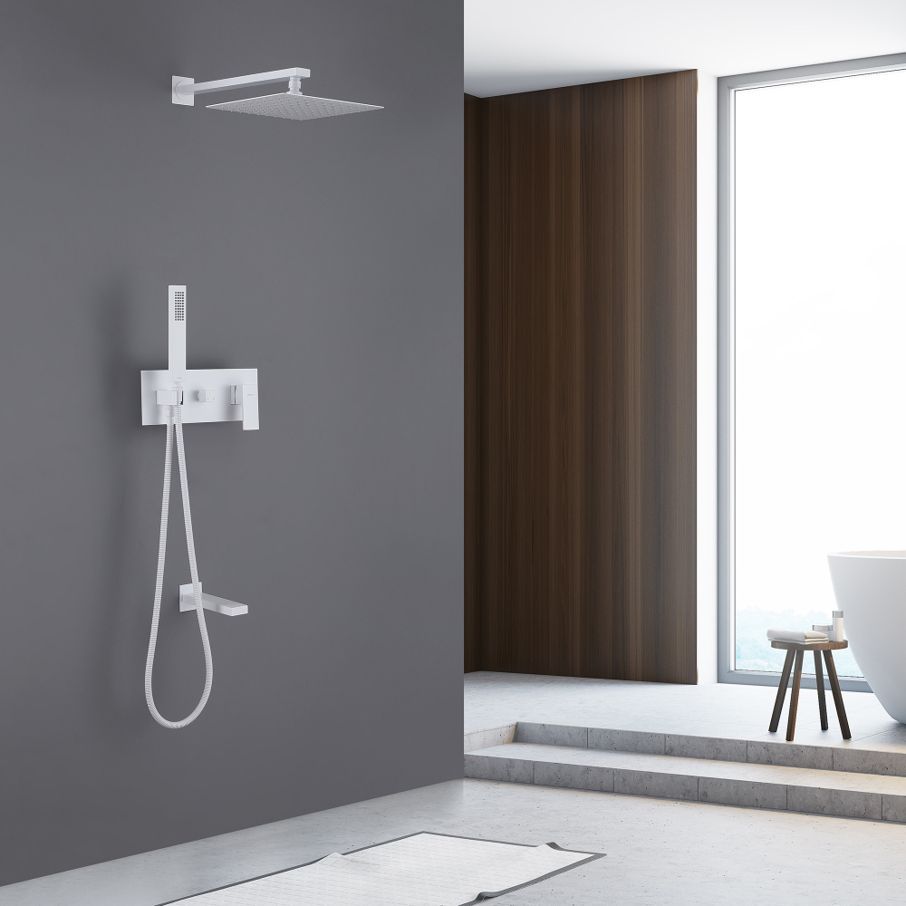 Душевая система ABBER Daheim AF8217W скрытого монтажа с изливом, белая матовая - Gidratop.ru изображение