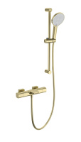 Смеситель для ванны с душевым гарнитуром и термостатом WONZON & WOGHAND Plate, Брашированное золото (WW-C2017-A-BG) - Gidratop.ru изображение
