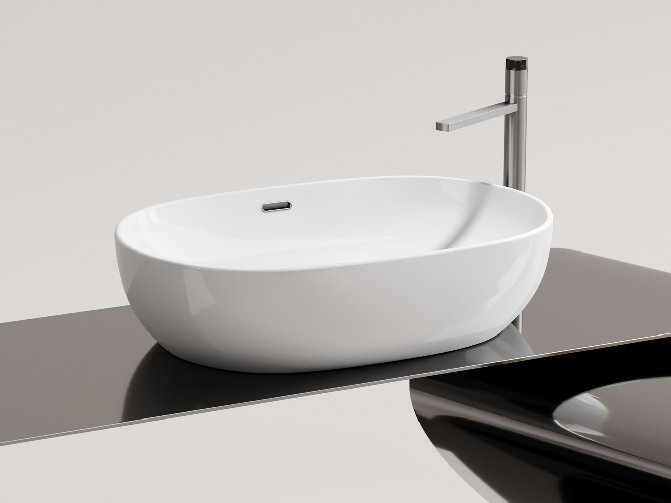 Умывальник чаша накладная овальная со сливом переливом Element 610x420x155мм - Gidratop.ru изображение