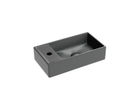 Умывальник подвесной прямоугольный (чаша справа, отверстие под смеситель слева) цвет темный антрацит матовый Element 407x217x100 - Gidratop.ru изображение