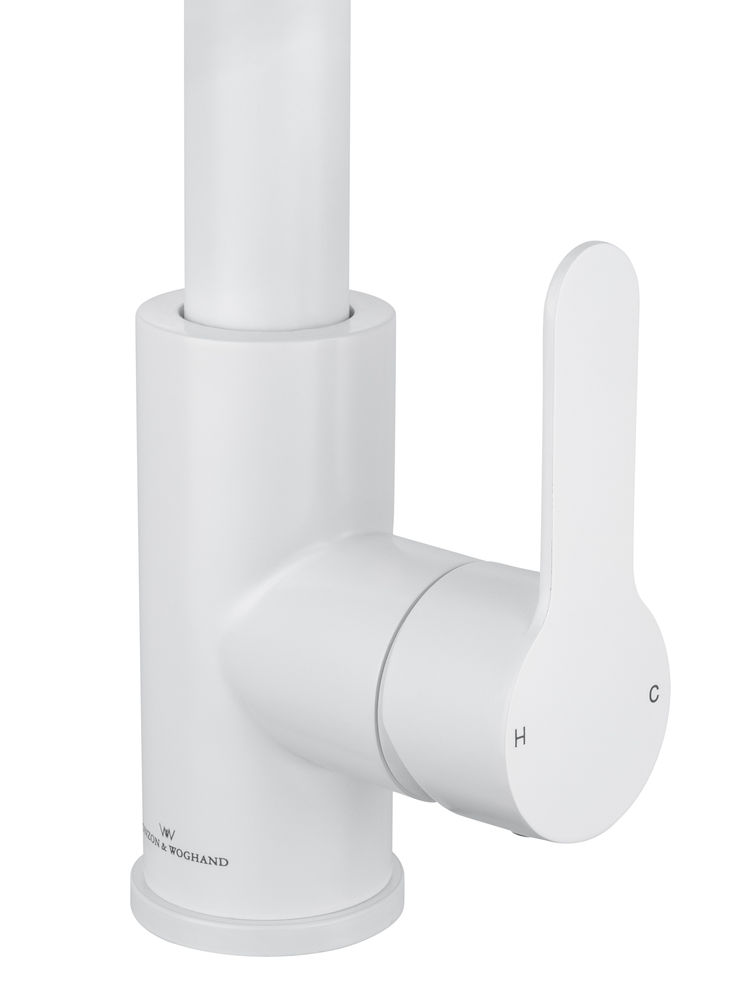 Смеситель для кухни с выдвижным изливом WONZON & WOGHAND, Белый матовый (WW-121E201L-MW) - Gidratop.ru изображение