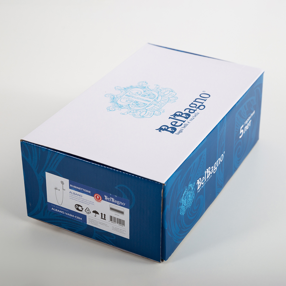 ALBANO Смеситель для ванны и душа в комплекте с ручным душем, шлангом и держателем, хром ALBANO-VASM-CRM - Gidratop.ru изображение