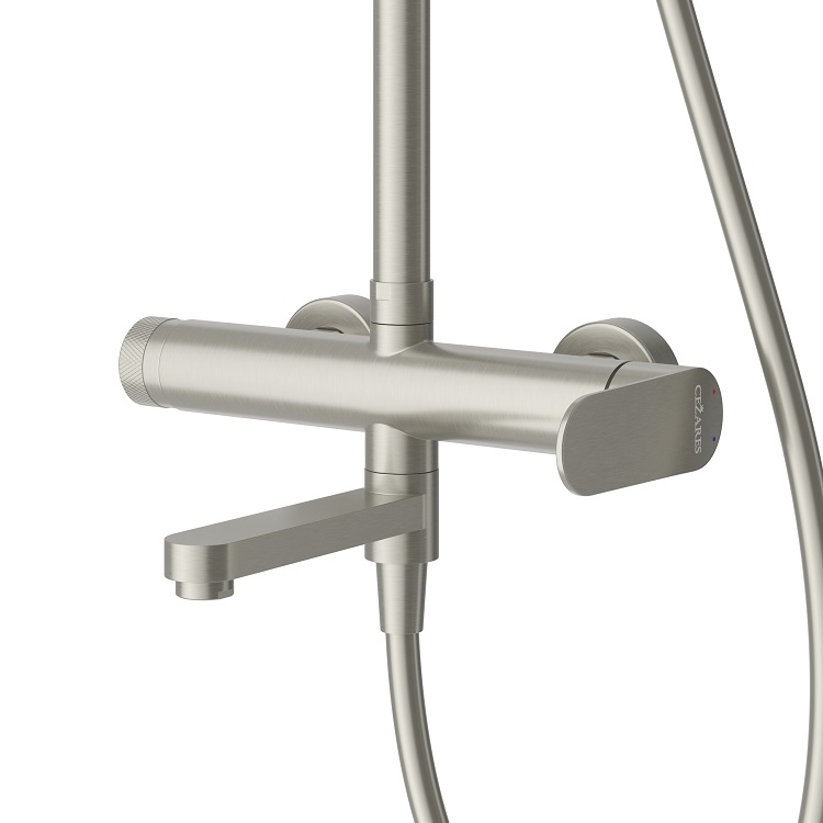 STYLUS-CVD-IN Душевая стойка со смесителем и изливом, сатин - Gidratop.ru изображение