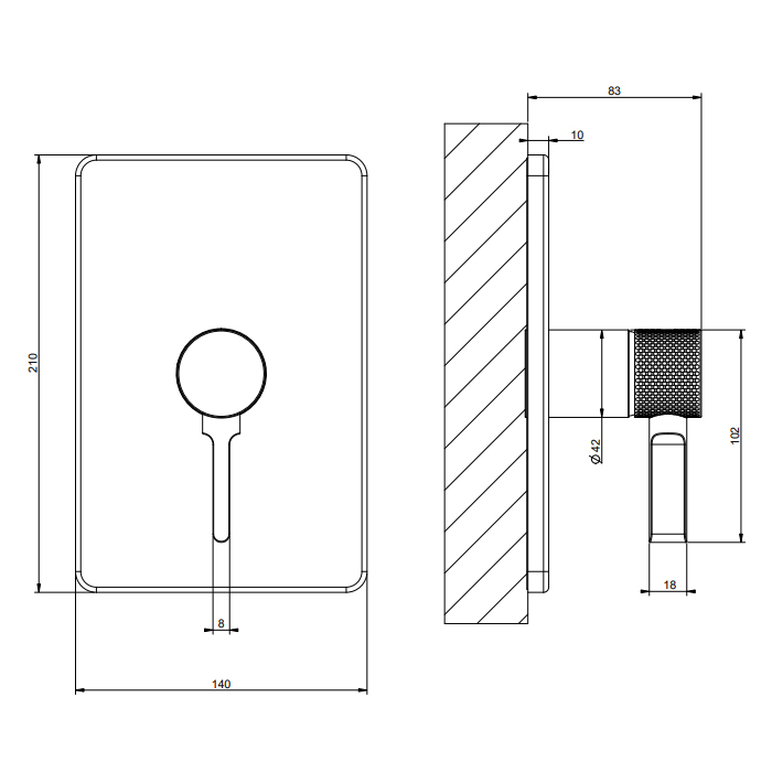 GESSI INCISO встраиваемый смеситель, на 1 источник (внешняя часть), цвет: brushed black metal pvd - Gidratop.ru изображение