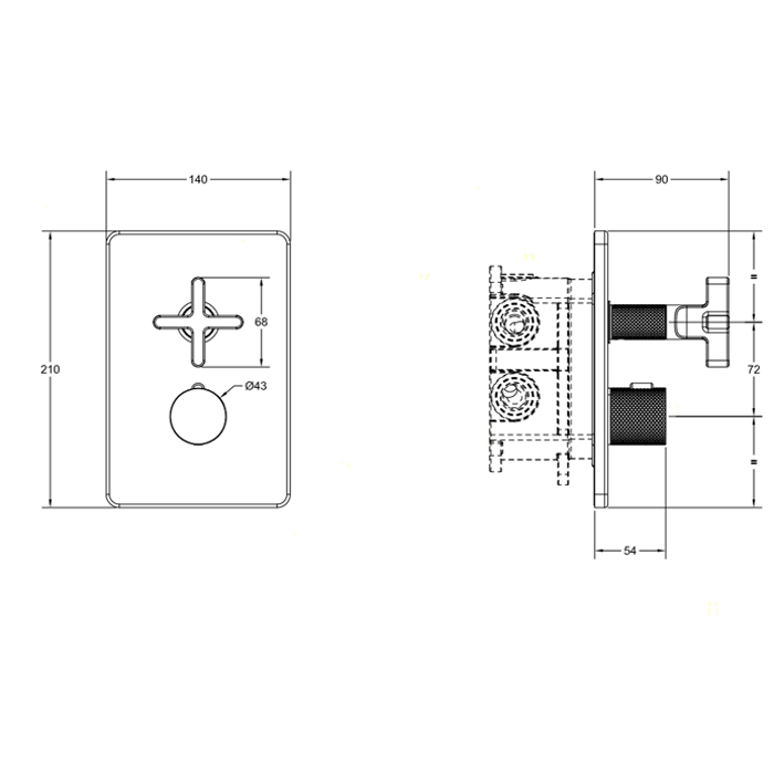 GESSI INCISO встраиваемый термостатический смеситель на 2 источника, резьба 1/2 (внешняя часть), цвет: finox - Gidratop.ru изображение