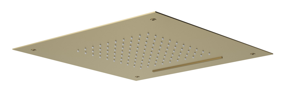 LEAF-DSIS-T-50-SR Душевая система с термостатическим смесителем и дивиатором для верхнего и ручного душа, верхний душ потолочный 500х500 мм, исполнение Sunrise - Gidratop.ru изображение