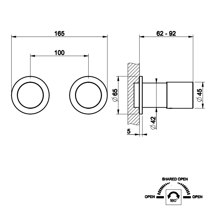 Gessi Habito внешная часть встраиваемого  смесителя для душа на 2 позиции, цвет: Brushed Brass PVD - Gidratop.ru изображение