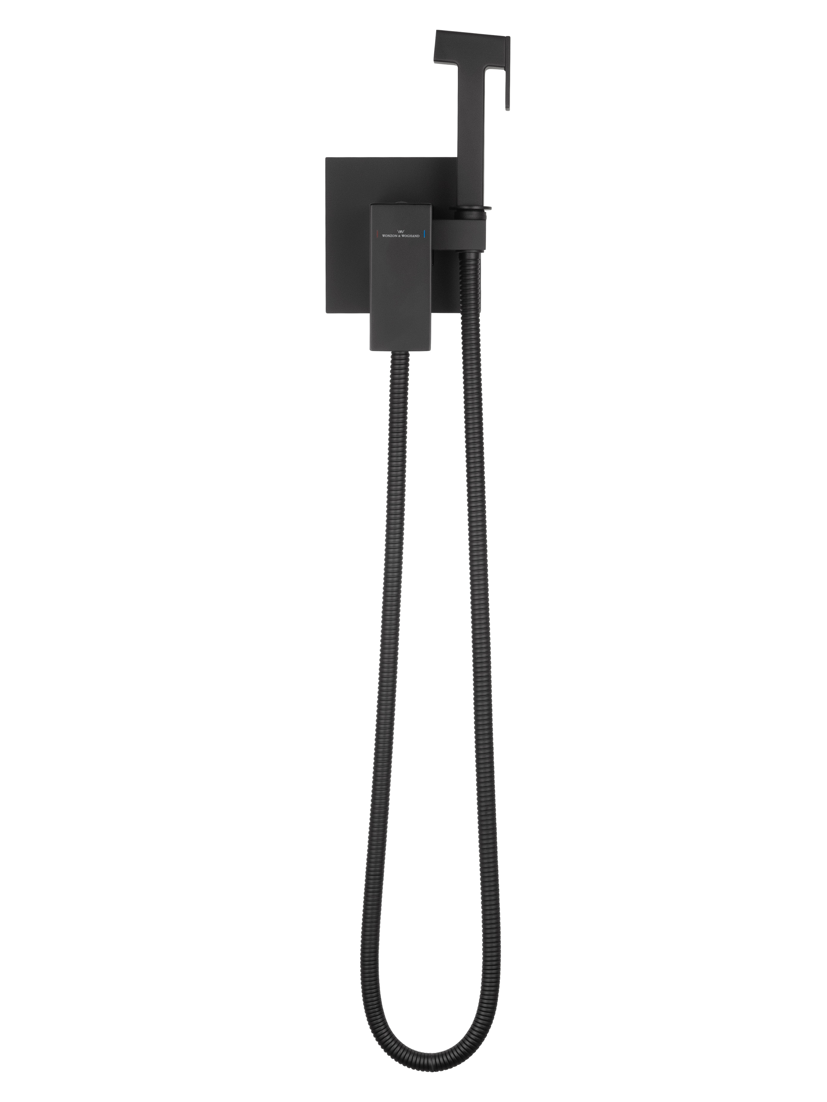 Смеситель с гигиеническим душем встраиваемый WONZON & WOGHAND CUBE, Черный матовый (WW-88829016-MB) - Gidratop.ru изображение