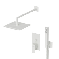 PORTA-DSIPQ-30-BIO Душевая система с переключателем для верхнего и ручного душа, верхний душ из стены, квадратный 30 см, материал металл, исполнение белый матовый - Gidratop.ru изображение