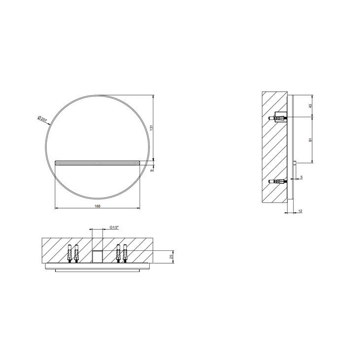 GESSI VENTI20 излив настенный Oslash;207 мм., каскадный, цвет Brass PVD - Gidratop.ru изображение
